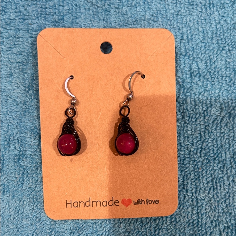 Handcrafted Black and Red Earrings